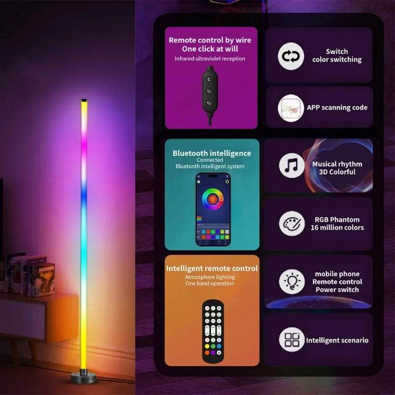 LED RGB Atmosphere Floor Lamp with Remote, App Control and Music Sync