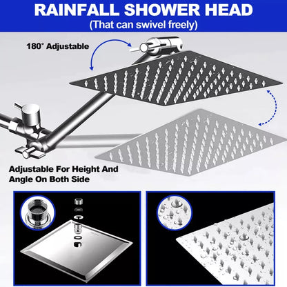 High Pressure 8 in Rain Shower Head & Handheld Spray Head Combo