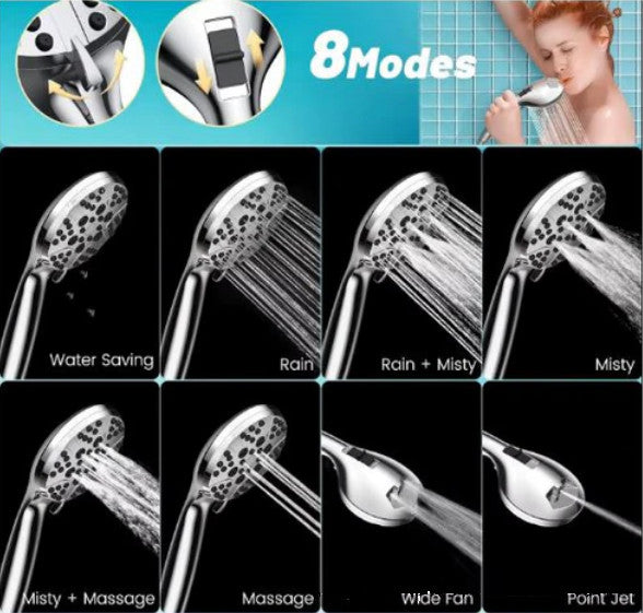 High Pressure Shower Head Set - Adjustable Detachable Water Saving Spa Nozzle