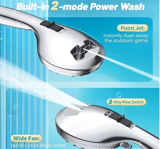 High Pressure Shower Head Set - Adjustable Detachable Water Saving Spa Nozzle