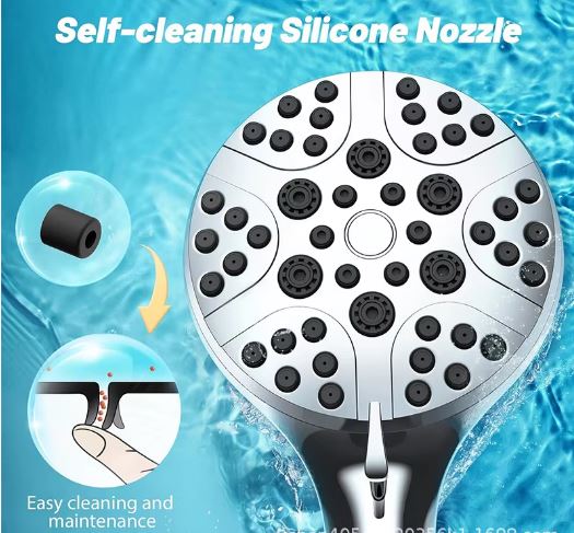 High Pressure Shower Head Set - Adjustable Detachable Water Saving Spa Nozzle